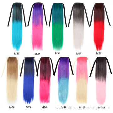 Silky Straight Ombre Clip In Ponytail Hair Extensions